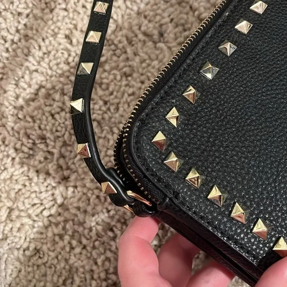 Black Faux leather studded crossbody purse - Picture 2 of 5
